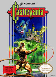 Castlevania NES box art showing Simon Belmont holding a whip in front of Dracula’s castle.