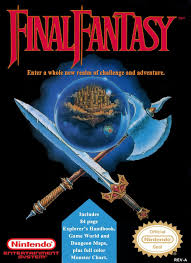 Final Fantasy NES box art featuring a red warrior illustration on a white background.