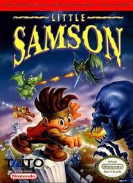 Little Samson NES game cover showing Samson riding a dragon in a fantasy setting.