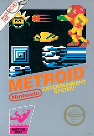 Metroid NES cover art featuring Samus Aran in armor battling alien creatures.