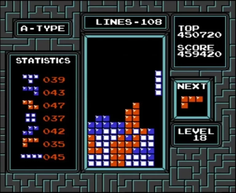 Tetris, red white and blue blocks