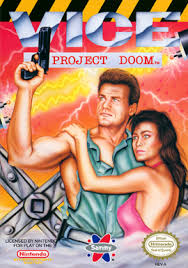 Vice Project Doom NES cover art showing an action hero with a weapon in a futuristic setting.