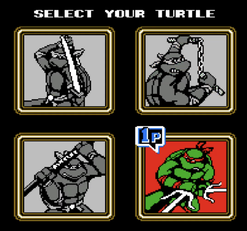 The four ninja turtles for the nes game.
