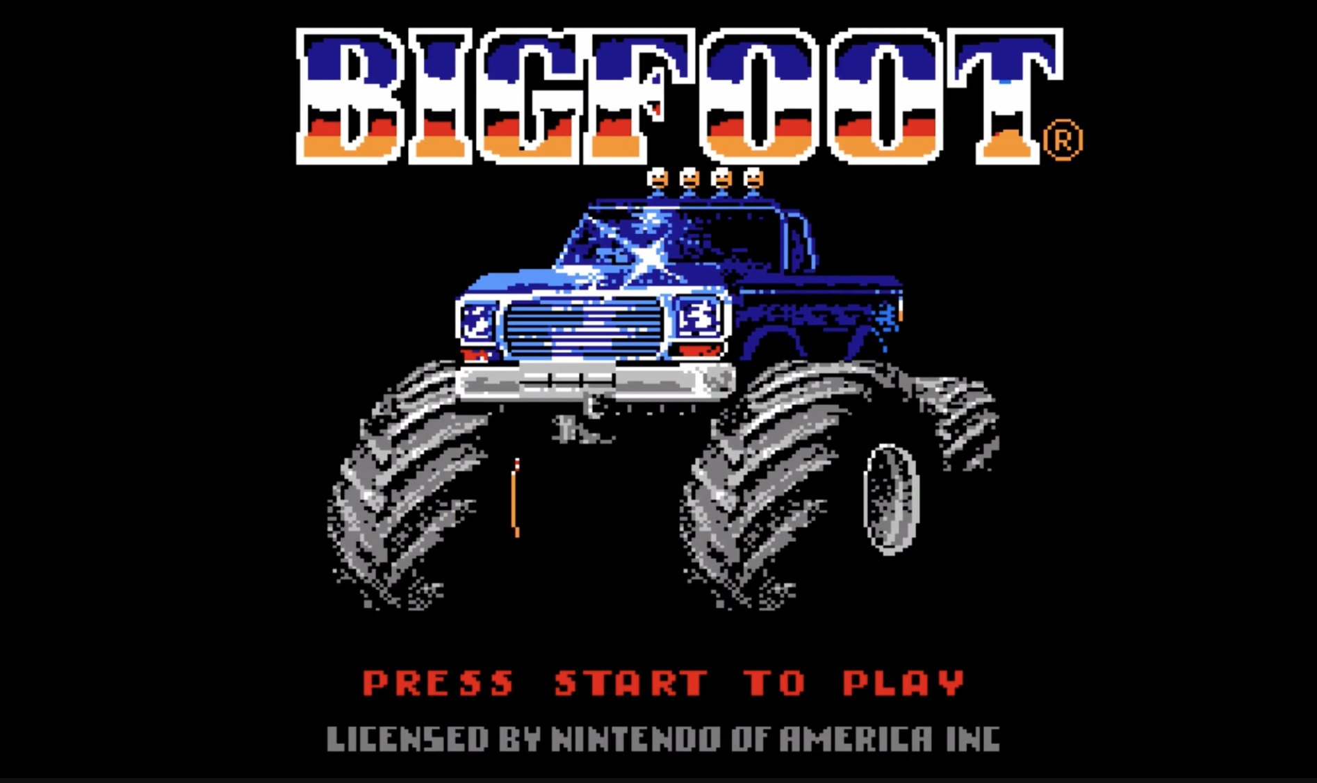 Bigfoot NES title screen video game.