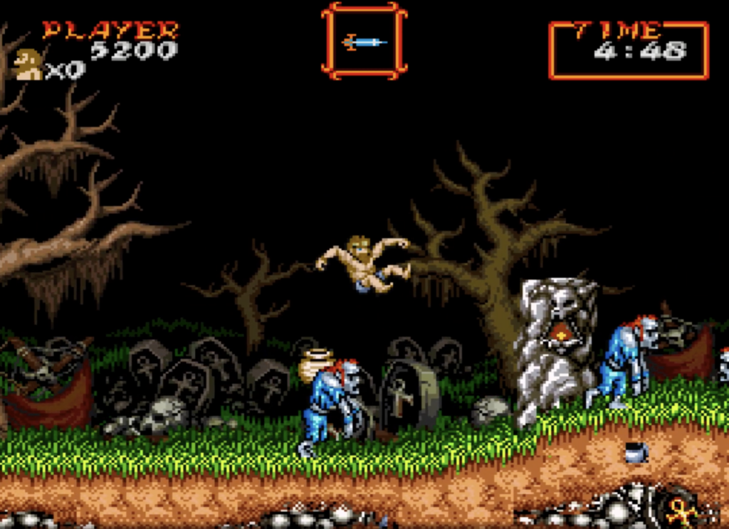 Super Ghouls And Ghosts Arthur in his boxers after being attacked.