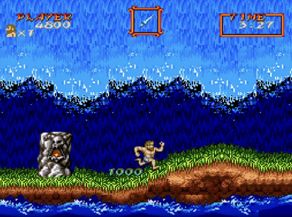 Super Ghouls And Ghosts giant tidle wave.