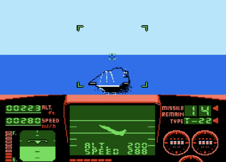 POV landing a jet onto an aircraft carrier in a video game.