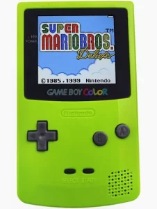 Gameboy Color with Super Mario Bros. Delux.