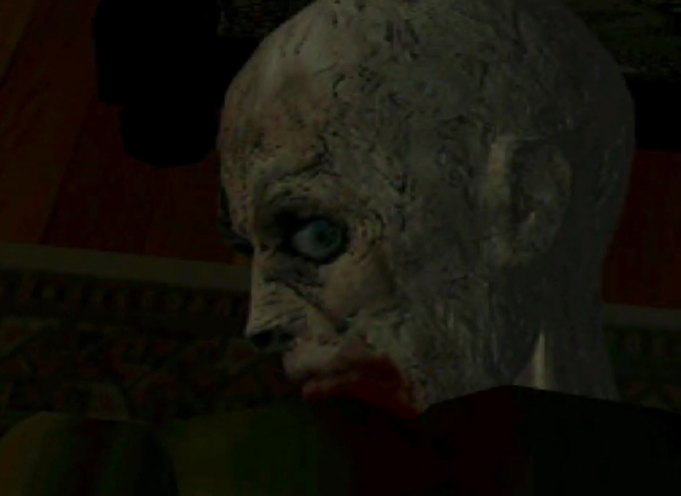Resident Evil, zombie turning his head looking back.