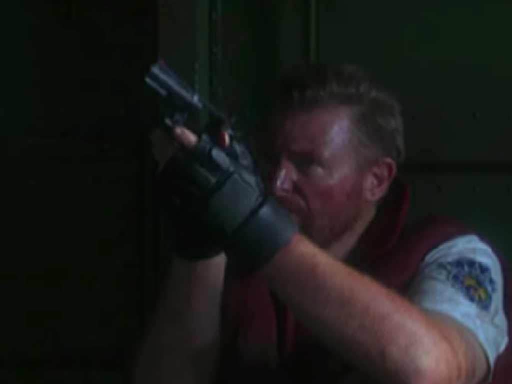 Resident Evil, Barry checking his gun.