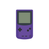 Nintendo Game Boy Color handheld console in purple with screen, directional pad, and A/B buttons visible, photographed from a front angle on a white background.